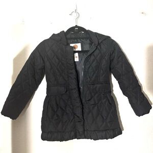 TG Total Girl Black Synthetic Puffer Hoody Full-Zip Jacket Kids Sz S - 6/7